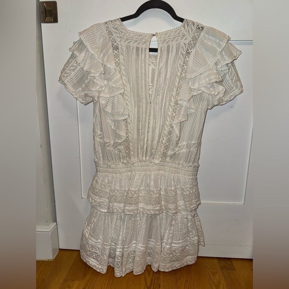 LoveShackFancy Stella Mini Dress in Antique White